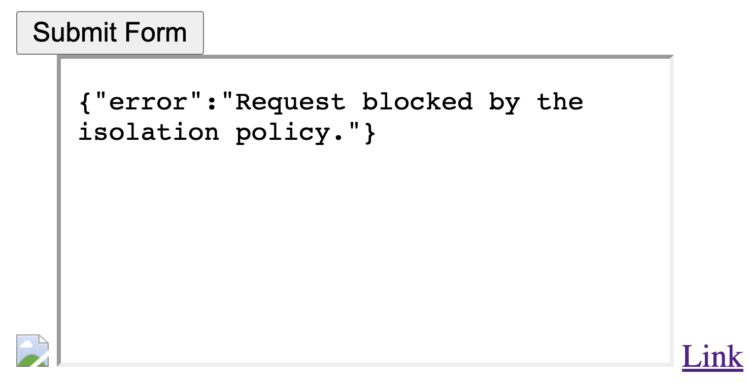 isolation policy blocked requests